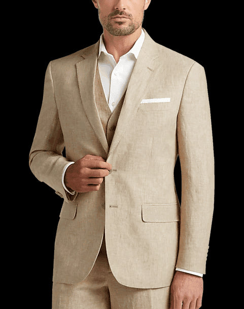 Linen Groom Suit - Tan - AlbertoNardoniStore