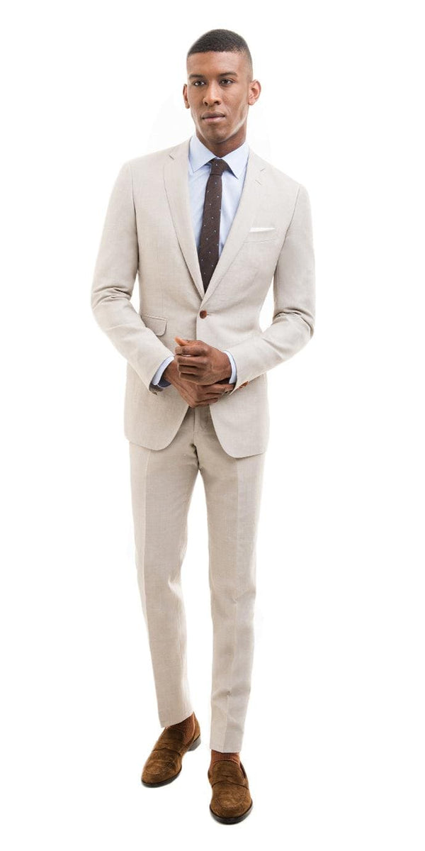 Linen Groom Suit - Tan - AlbertoNardoniStore