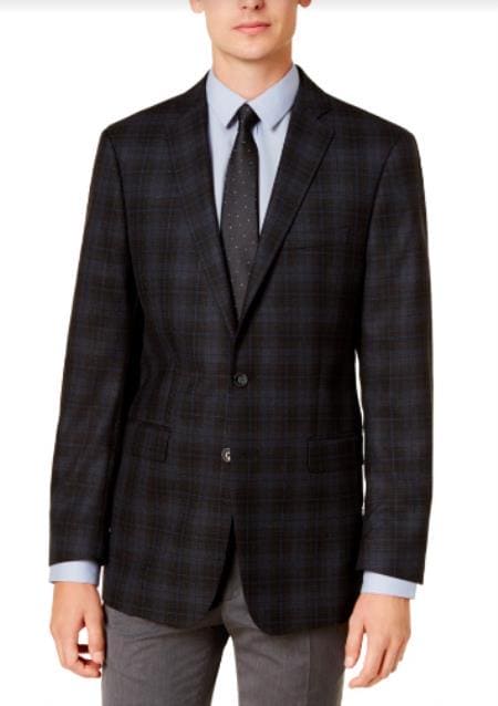 Men Black Plaid Blazer Mens - AlbertoNardoniStore