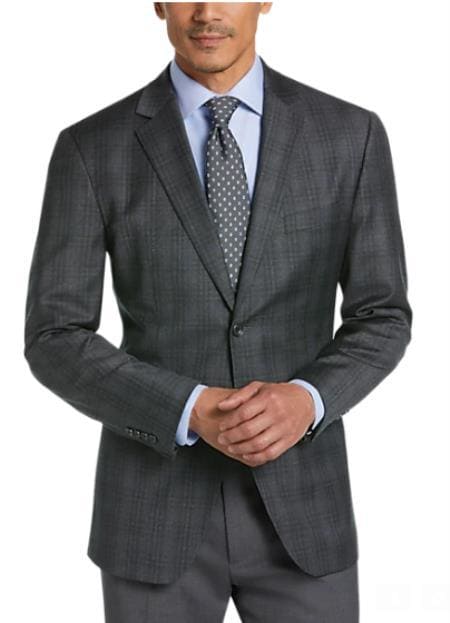 Men Grey Plaid Blazer - AlbertoNardoniStore