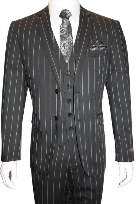 Men's Bold 1920s Black And White Gangster Suit - AlbertoNardoniStore