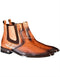 Men's Full Leather Faded Cognac Sharkskin Chelsea Boots - AlbertoNardoniStore