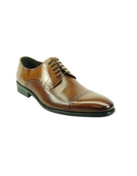 Men's Lace-Up Shoes By Carrucci - Cognac