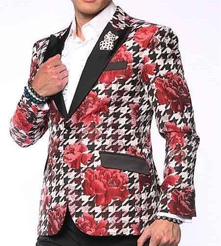 Men's Red Polka Dots Jackets Blazer - AlbertoNardoniStore