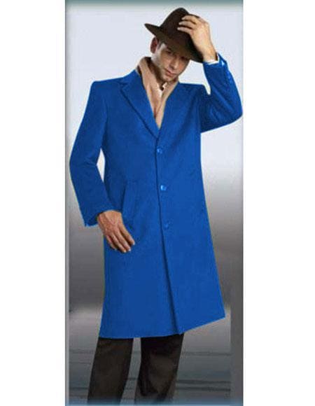 Men's Sapphire Authentic Alberto Nardoni Brand Full Length Coat - AlbertoNardoniStore