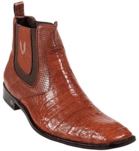 Men's Short Boots Men's Genuine Cognac Caiman ~ World Best Alligator Shoe - AlbertoNardoniStore