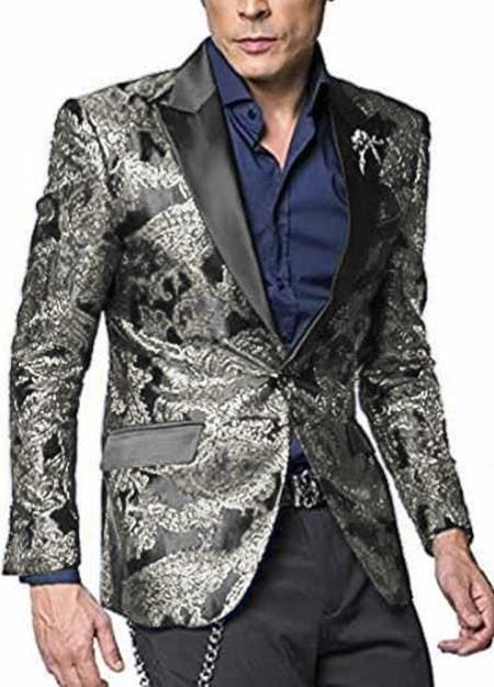 Men's Silver Grey ~ Gray Blazer - AlbertoNardoniStore