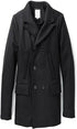 Billy Reid Men's Wool Double Breasted Bond Peacoat with Leather Details - Black - AlbertoNardoniStore