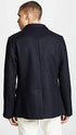 Billy Reid Men's Wool Double Breasted Bond Peacoat with Leather Details - Navy - AlbertoNardoniStore