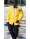 Men Yellow Plaid Blazer - AlbertoNardoniStore