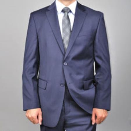 Mens 100 Percent Wool Suits - Blue Business Suit - AlbertoNardoniStore