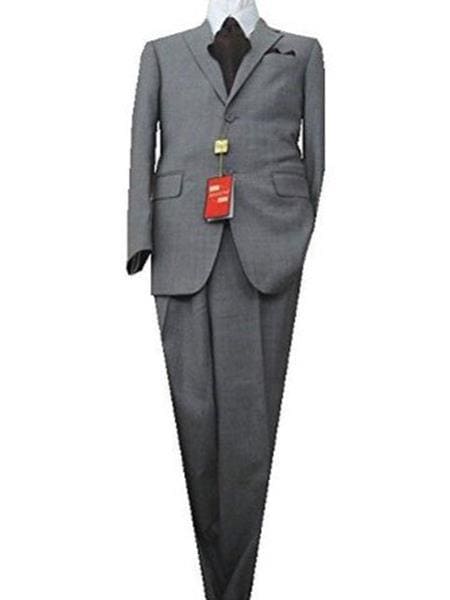 Mens 100 Percent Wool Suits - Gray Business Suit - AlbertoNardoniStore