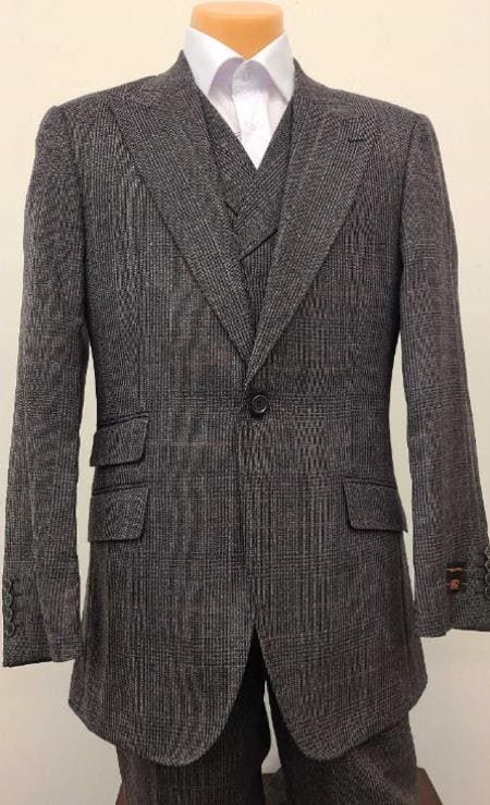 Mens 1930s Suits - Plaid Gray Suit - AlbertoNardoniStore