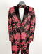 Mens 2 Button Hot Pink Fuschia & Black Floral Paisley Tuxedo - AlbertoNardoniStore