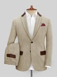 Mens Beige Tweed Suit - AlbertoNardoniStore