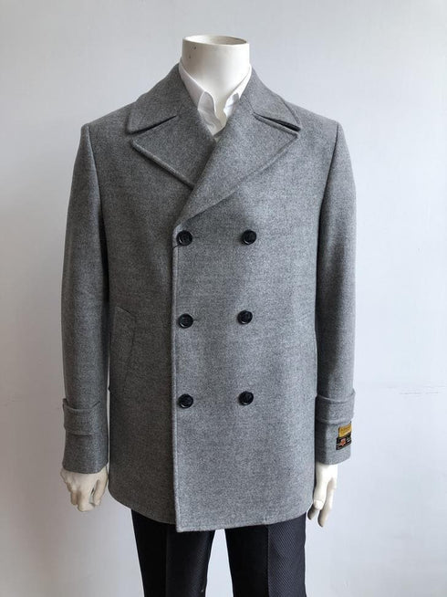 Mens Big and Tall Peacoat - Big and Tall Overcoats - Wool Peacoat - AlbertoNardoniStore