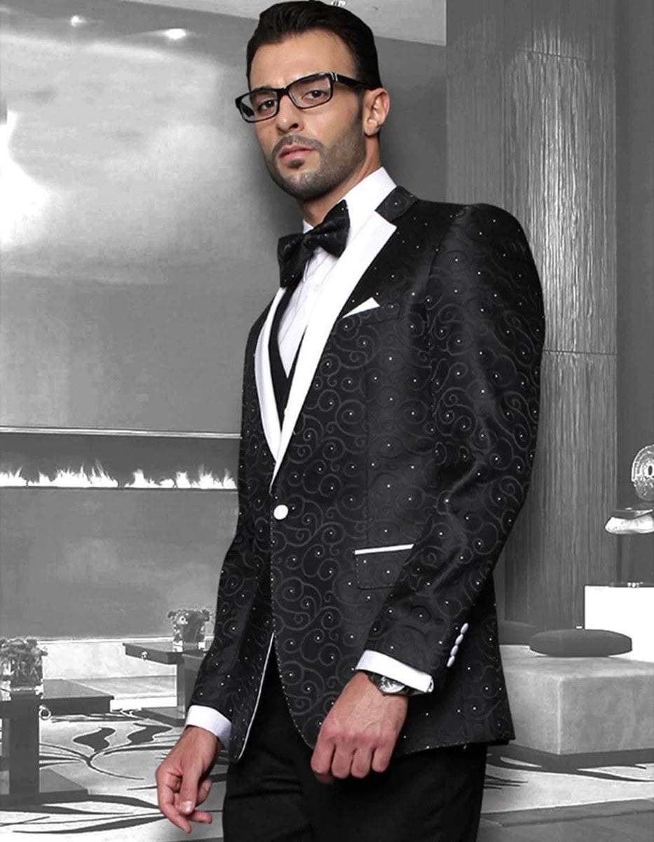Mens Black & White Dinner Jacket - Mens Evening jackets – Alberto Nardoni