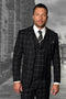 Mens Black Plaid Suit - AlbertoNardoniStore