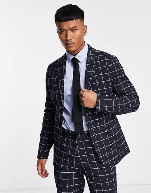 Mens Black Plaid Suit - AlbertoNardoniStore