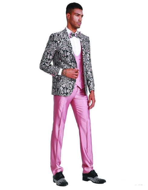 Mens Black/Pink Tuxedos - AlbertoNardoniStore