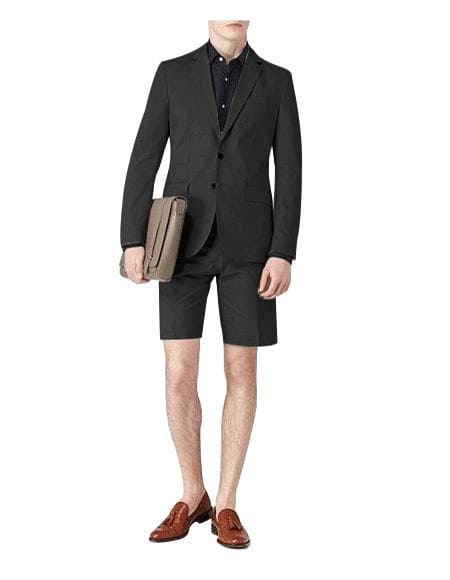 Mens Blazer With Shorts - Black Suit - AlbertoNardoniStore