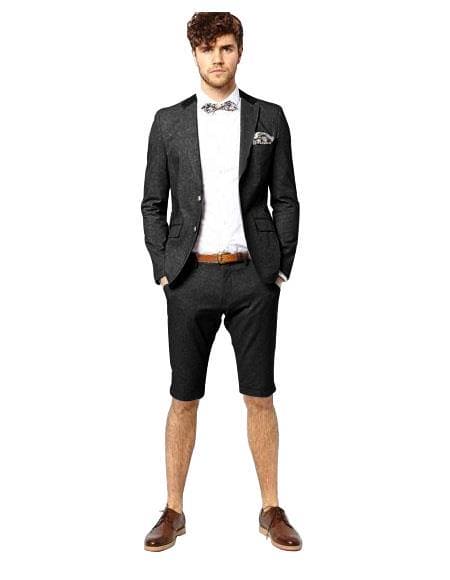 Mens Blazer With Shorts - Black Suit - AlbertoNardoniStore