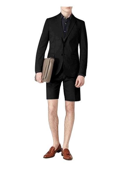 Mens Blazer With Shorts - Black Suit - AlbertoNardoniStore