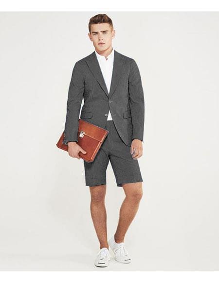 Mens Blazer With Shorts - Charcoal Suit - AlbertoNardoniStore