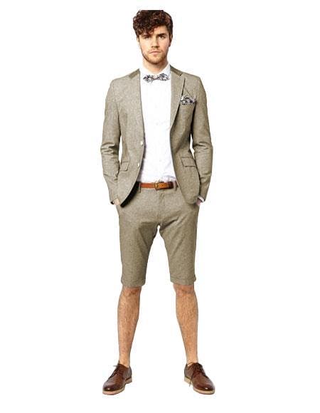 Mens Blazer With Shorts - Grey Suit - AlbertoNardoniStore