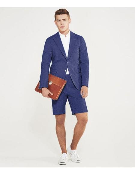 Mens Blazer With Shorts - Indigo Suit - AlbertoNardoniStore