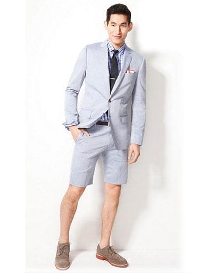 Mens Blazer With Shorts - Light Gray Suit - AlbertoNardoniStore