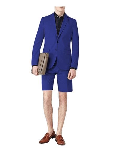 Mens Blazer With Shorts - Navy Blue Suit - AlbertoNardoniStore