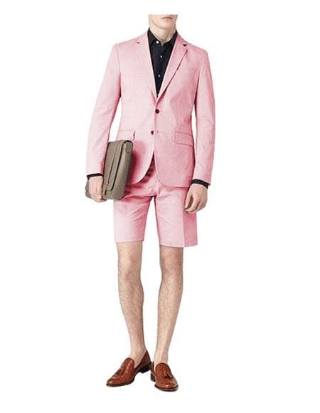 Mens Blazer With Shorts - Pink Suit - AlbertoNardoniStore