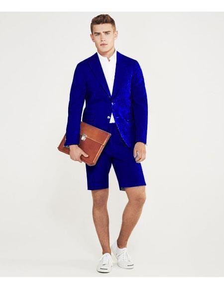 Mens Blazer With Shorts - Royal Blue Suit - AlbertoNardoniStore