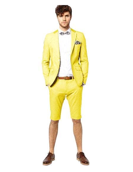 Mens Blazer With Shorts - Yellow Suit - AlbertoNardoniStore