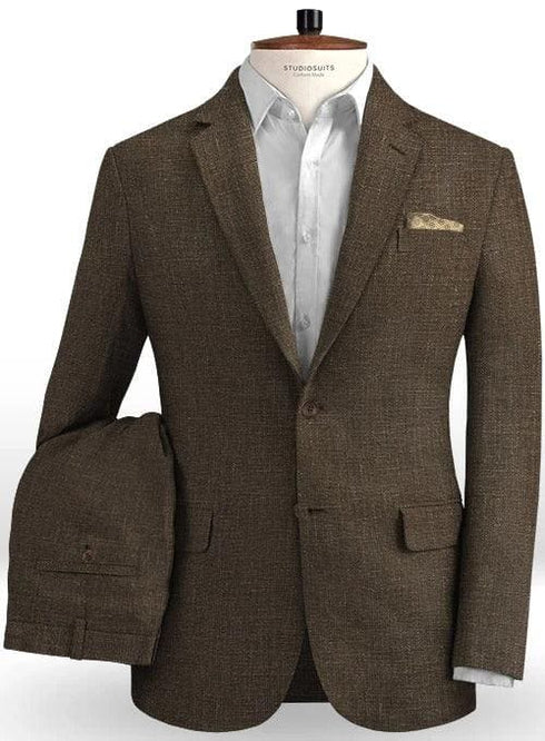 Mens Brown Linen Suit - Many Styles Brands - AlbertoNardoniStore