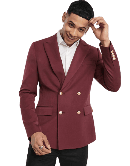 Mens Burgundy Blazer With Gold buttons - AlbertoNardoniStore