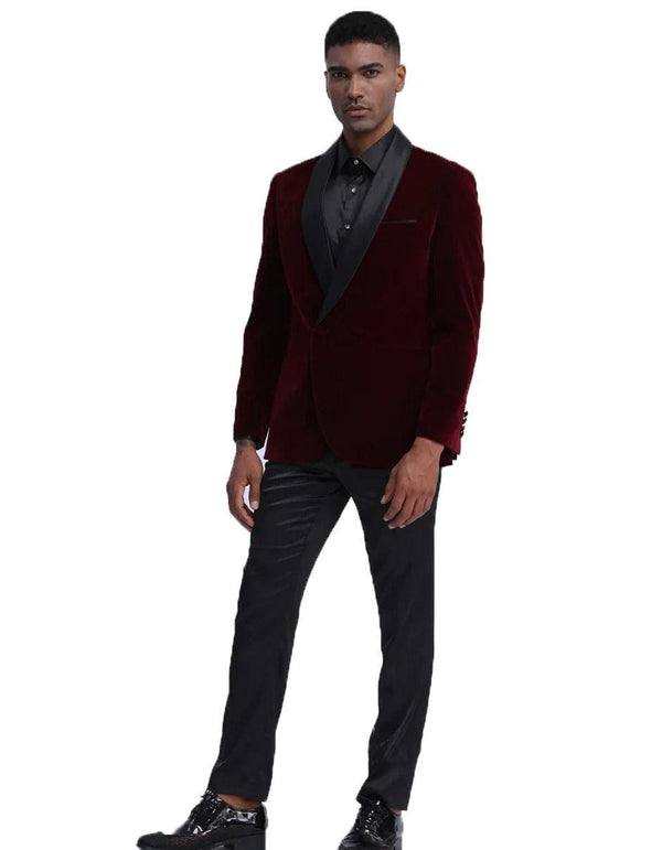 Mens Burgundy Dinner Jacket - Mens Evening jackets - Tuxedo Dinner Jacket - AlbertoNardoniStore