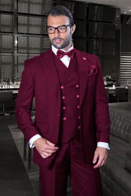 Mens Burgundy Slim Fit Suit - AlbertoNardoniStore