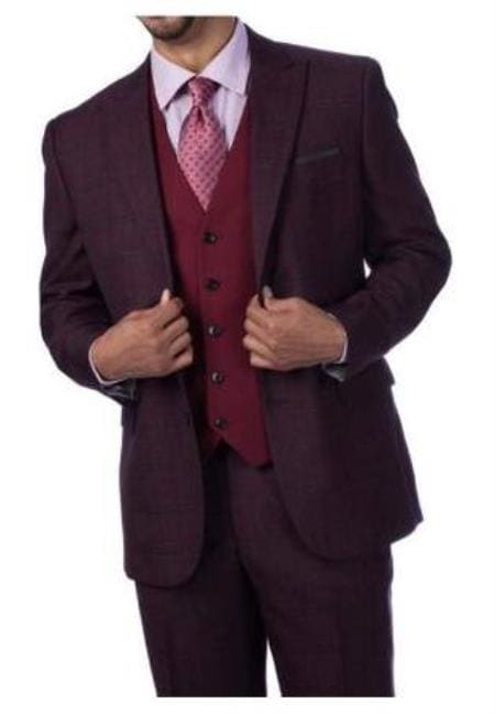 Mens Burgundy Slim Fit Suit - AlbertoNardoniStore