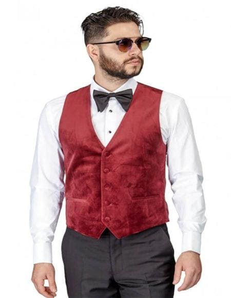 Mens Burgundy Slim Fit Suit - AlbertoNardoniStore