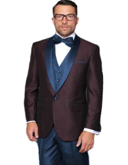 Mens Burgundy Slim Fit Suit - AlbertoNardoniStore