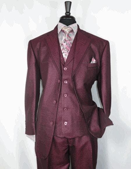 Mens Burgundy Slim Fit Suit - AlbertoNardoniStore