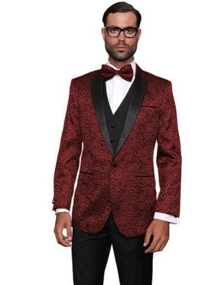 Mens Burgundy Slim Fit Suit - AlbertoNardoniStore