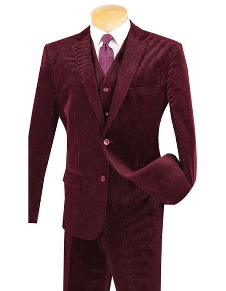 Mens Burgundy Slim Fit Suit - AlbertoNardoniStore