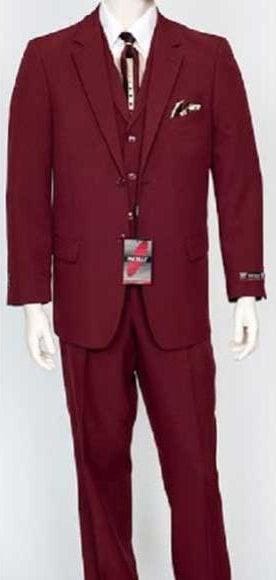 Mens Burgundy Slim Fit Suit - AlbertoNardoniStore