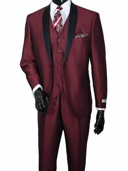 Mens Burgundy Slim Fit Suit - AlbertoNardoniStore