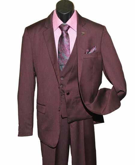 Mens Burgundy Slim Fit Suit - AlbertoNardoniStore