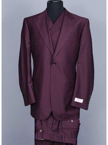 Mens Burgundy Slim Fit Suit - AlbertoNardoniStore