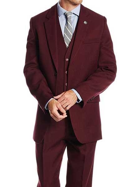 Mens Burgundy Slim Fit Suit - AlbertoNardoniStore